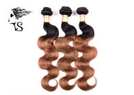 18 Inch Black To Brown Ombre Hair Extensions , Brazilian Body Wave Hair Grade 8A